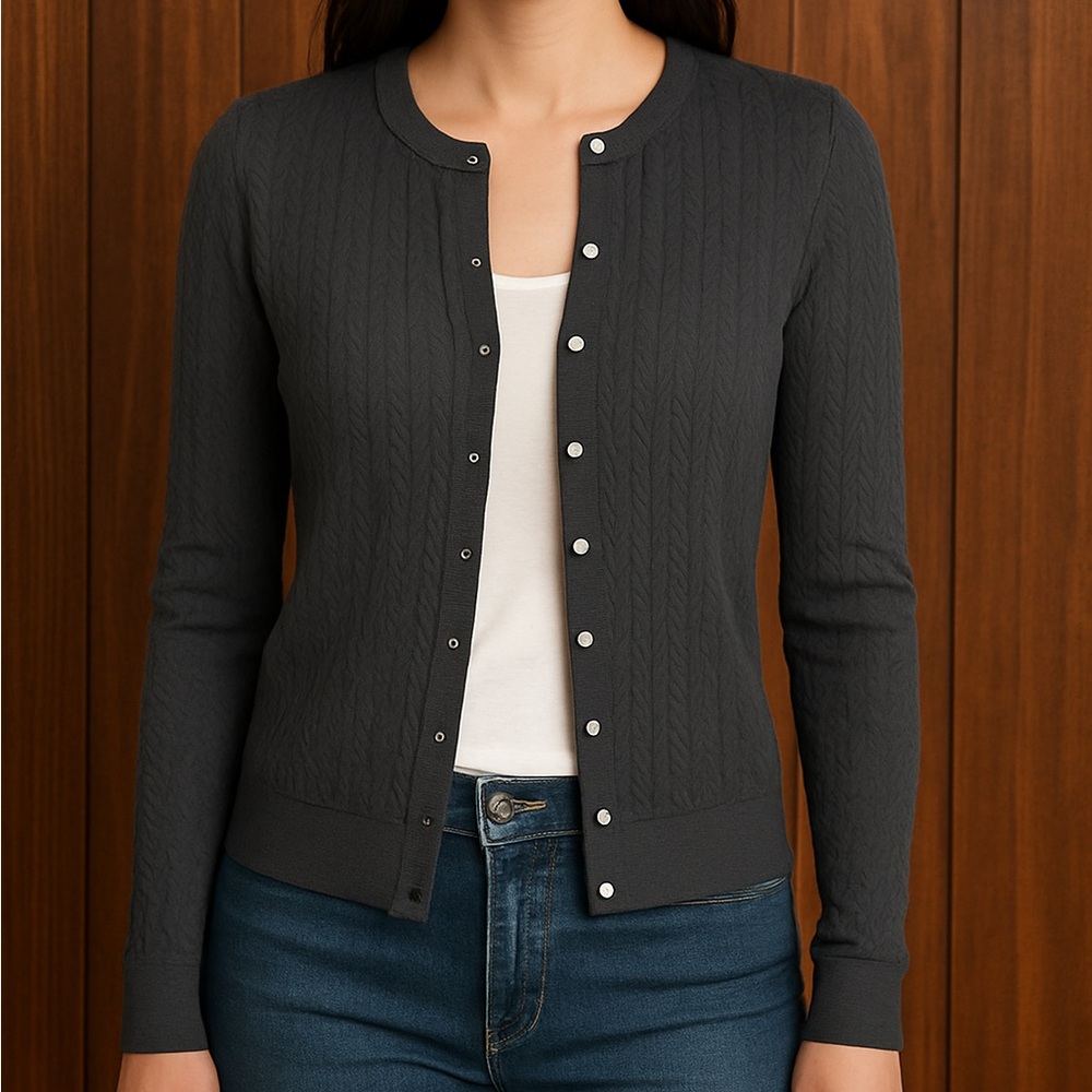 ZARA Charcoal Cable Knit Cardigan